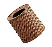 SOIMISS Rattan Waste Basket with Plastic Insert Large Capacity Round Bin Lidless Open Top Design for Bathroom Living Room Bedroom Office Use
