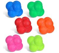 SOIMISS Reaction Ball 6 Piece Reflex Bounce Agility Training 4cm 6-Sided Speed Hand Eye Coordination Equipment for Cricket Tennis Boxing Football Goalkeeper Kid Indoor Outdoor Fitness Exercise