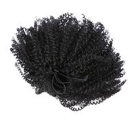 SOIMISS Realistic Short Curly Ponytail Wig with Claw Clips Natural Look Afro Hair Extension for Women Black Synthetic Hairpiece for Daily Wear Cosplay Party