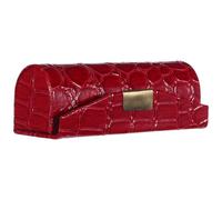 SOIMISS Red Pu Lipstick Case Holder with Mirror Stylish Design Secure Hold Mini Lipstick Case for Women Travel Purse Cosmetic Accessory