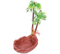 SOIMISS Reptile Food Bowl Coconut Tree Design Water Dish for Turtles Snakes Lizards Feeding Holder with Worm-resistant Feature Natural Color Matching Habitat