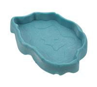 SOIMISS Resin Reptile Drinking Tray Small Blue Combined Food and Water Bowl Spill-resistant Design for Turtles Lizards Chameleons Snakes Geckos Bearded Dragons in Terrariums