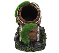 SOIMISS Resin Small Fish Tank Broken Barrel Ornament with Dual Vertical and Slant Barrels Aquarium Landscaping Decoration Hideout Cave for Betta and Small Aquatic Pets