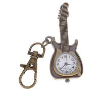SOIMISS Retro Guitar Shape Quartz Pocket Watch Unisex Vintage Portable Hanging Fob Watch for Students and Gift Giving