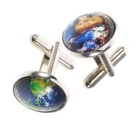 SOIMISS Retro World Map Round Shape Cufflinks for Men Business Formal Wear Shirt Accessories Suitable for Weddings and Parties