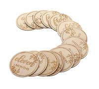 SOIMISS Reusable Wood Baby Birth Cards Set 14pcs with Creative Design and Lightweight Monthly Discs for Infant Growth Photo Props and Graduation Party Commemorative Cards