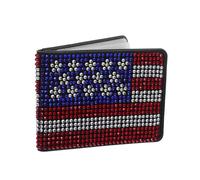 SOIMISS Rhinestone American Flag Car Document Holder Driver's License Card Organizer Patriotic Glitter Auto Registration Wallet for Men Women