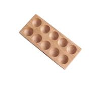 SOIMISS Rubberwood 10-cup Solid Wood Egg Tray Refrigerator Storage Rack with Double Rows, Non-slip Egg Holder Crate for Kitchen and Fridge Organization