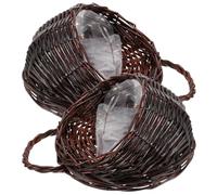 SOIMISS Rustic Woven Wall Hanging Basket 2Pcs Planter for Artificial Plants and Kitchen Storage