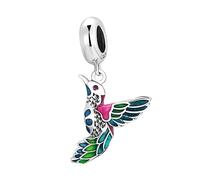 SOIMISS S925 Silver Kingfisher Charm Pendant for Jewelry Making Colorful Cute Bird Bead for Bracelets Necklace Supplies for DIY Crafts