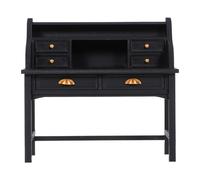 SOIMISS Scale Furniture with Realistic Detailing Space-saving Black Vintage Writing Table for Dollhouse Accessories Sturdy Pretend Play for Bedroom Library Scenes