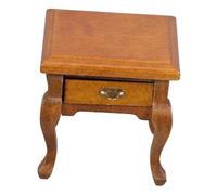 SOIMISS Scale Miniature Wooden Nightstand with Drawer French Country Style Dollhouse Bedroom Bedside Table Realistic Tiny Doll Furniture for Living Room Accessories