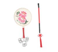 SOIMISS Sheepskin Hand Drum Portable Percussion Instrument with Stick for Jingxi Style Folk Dance and Esoteric Buddhism Performance Compact Drum for Adults and Drummers