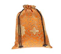 SOIMISS Silk Drawstring Bag Chinese Style Wedding Favor Pouch Small Jewelry Storage with Durable Eco Friendly for Candy Gifts Party Favors Orange with Random Pattern