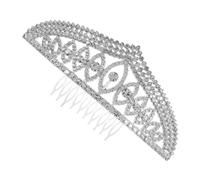 SOIMISS Silver Crystal Bridal Crown with Integrated Comb Dazzling Wedding Tiara for Women Fit Headpiece for Bride Prom Birthday and Stage Events
