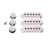 SOIMISS Silver Plastic Guitar Pickup Cover Set for Electric Guitar Replacement Accessory Kit Including 3 Pickup Covers, 1 Volume Knob, 2 Tone Knobs, and 1 Tip for Enhanced Sound Control