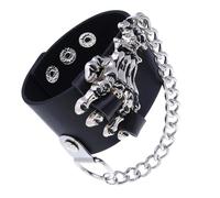 SOIMISS Skeleton Hand Design Jewelry Pu Iron Alloy Bracelet Punk Black Link