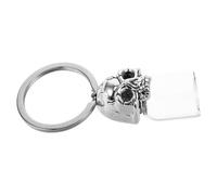 SOIMISS Skull Keychain Pendant Mini Ash Key Chain Metal Glass Silver, Lid Can be Opened, Easy to Attach and Carry, for Pet Ashes, Handbags and Purse, for Friends Who Have Lost Their Pets