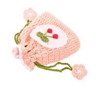 SOIMISS Small Bag Women Crochet Bag Drawstring Closure Woolen Yarn Comfortable Touch Fashionable Mini Pouch for Coin Storage and Everyday Use