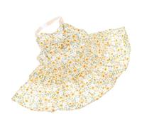 SOIMISS Small Rabbit Harness and Leash Set, Floral Yellow Bunny Dress with Pulling Rope, Pet Rabbit Clothing for Netherland Dwarf and Lop Ears, Small Animal Harness for Outdoor Use