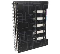 SOIMISS Small Spiral Notebook Versatile Use with Tabs Black Hardcover Journal with Sturdy Pp and Paper Construction for Work and Meeting Minutes for Professional Note Taking and Office