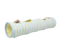 SOIMISS Straight Cat Tunnel with Striped Ears, Plush Lining and Interactive Ball, Indoor Pet Activity Tunnel for Kittens and Small Animals Hideout