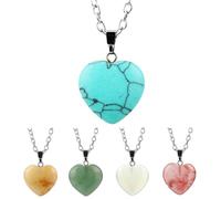 SOIMISS Stylish Heart Shape Natural Stone Pendant Necklace for Teens | Blue Crystal Finish, Shiny Outfit Accent, Date Night and Daily Wear, Gift for Romantic Moments