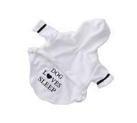 SOIMISS Super Absorbent Dog Bathrobe Pajamas with Hood, Adjustable Belt L | Cotton White Style, Sweet Words Design, for Dogs and PET Beds, Walking in Rain or Swimming