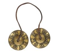 SOIMISS Tibetan Copper Cymbals Bell Small Meditation Percussion Instrument for Religious Ceremony and Yoga Practice, Traditional Handheld Finger Cymbals with Antique Finish