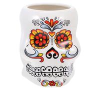 SOIMISS Tiki Mugs Skull Cup White Tribal Day of The Dead Skull Ceramic Drink Coffee Mug Cup Exotic Cocktail Glasses Tiki Bar Professional Luau Party Mugs