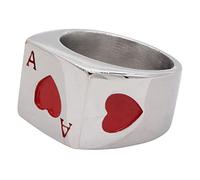 SOIMISS Titanium Steel Poker Ring for Men Creative Playing Card Pattern Stylish Finger Jewelry Lucky A-Heart Ring for Poker Enthusiasts