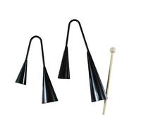 SOIMISS Two Tone Agogo Bell with Wooden Stick Portable Handheld Percussion Instrument for Early Music Education and Latin Rhythm Play Black