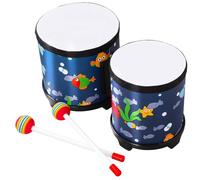 SOIMISS Underwater World Pattern Wooden Bongos Drum for Beginners Smooth Polished Surface Educational Musical Instrument Enhancing Rhythm Cognition and Creativity