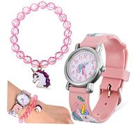 SOIMISS Unicorn Watch for Kids Set with Stylish Bracelet and Pendant Beads, Accurate Timekeeping Stainless Steel and Plastic Material, Lovely Appearance, Birthday Gift for Girls