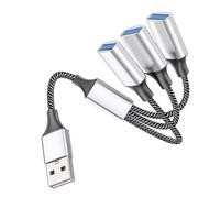 SOIMISS USB 1 to 3 Port Splitter Cable for Laptop with Multiple USB Ports, Aluminium Alloy Material, Fast Heat Dissipation and Over-current Protection, Compact and Practical Design
