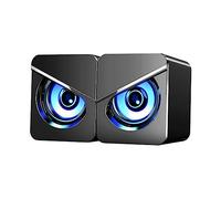 SOIMISS USB Desktop Speakers with Shocking Heavy Bass Portable Computer Loudspeaker Box for Home Office School Ambient Light Independent Volume Control Suitable for Notebook Desktop Use