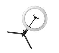 SOIMISS USB Integrated Selfie Light Phone Tripod with Wireless Remote Three-color Dimmable Ring Light Phone Stand for Live Streaming Makeup and Photography Black