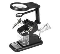 SOIMISS USB Soldering Helping Hands Clamp with 10 LED Work Lights, 25X Magnifier with Stand, Black USB-Powered Desk Lamp for Electronic Repair and Welding Assistance