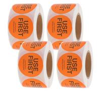 SOIMISS Use First Stickers Food Service Labels 4 Rolls 500Pcs Per Roll 38X38Mm Orange Adhesive Food Labels for Restaurant Kitchen Inventory Control