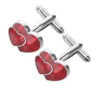 SOIMISS Valentine Red Heart Cufflinks for Men - 1 Pair Romantic Love Themed Jewelry Accessories, Formal Tuxedo Shirt Cuff Links for Weddings and Anniversaries