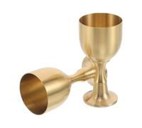 SOIMISS Vintage Brass Chalice Goblets 2Pcs Large Holy Grail Cups for Altar Offering and Renaissance Fair, Retro Gold Communion Wine Cups for Religious Ceremonies and Castle Decor