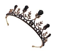 SOIMISS Vintage Bride Crown Tiara Elegant Gold Black Hair Accessory for Weddings Birthdays and Cosplay Stunning Rhinestone Design for Women