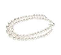 SOIMISS Vintage Double Strand Pearl Necklace for Women Lightweight Two Layer Bead Choker Collar with Plastic and Alloy Materials Elegant Clavicle Chain for Parties and Graduation