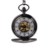 SOIMISS Vintage Pocket Watch Hollow Patterns Black and Gold Finish for Mens Watches for Retro and Fancy Dress Occasions