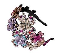 SOIMISS Vintage Rhinestone Crystal Headband for Women, Decorative Wide Band Pu Leather Flapper Hairband with Non-slip Teeth, for Daily Fashion Outfits and Parties