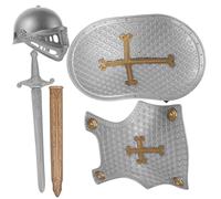 SOIMISS Vintage Roman Knight Armour for Plastic Helmet Shield and Cross Chest Plate Lightweight Safe for Boys Role Play Cosplay Halloween Costume Parent Interactive Dress Up Props