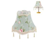 SOIMISS Vintage Tassel Lampshade with Beaded Design and Jacquard Fabric, Sturdy Cloth and Iron Material, for Home Use on Table Lamps and Candle Lights, Combining Victorian