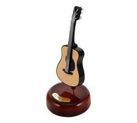 SOIMISS Vintage Wooden Guitar Music Box with Wind-Up Mechanism, European Style Rotating Melody Box, Desktop Musical Instrument Decor for Birthday and Festival