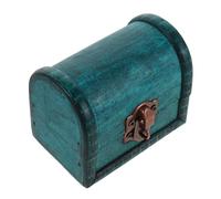 SOIMISS Vintage Wooden Treasure Chest Small Trinket Box Rustic Jewelry Organizer for Women Multipurpose Cosmetic Case for Rings Earrings Necklaces Bracelets Elegant Retro Keepsake Storage