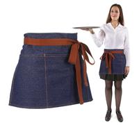SOIMISS Waitress Apron with Pockets: Blue Cotton Denim Kitchen Counter Storage Dining Table Service Workshop Bench Layout Craft Project Setup Wedding Party Display